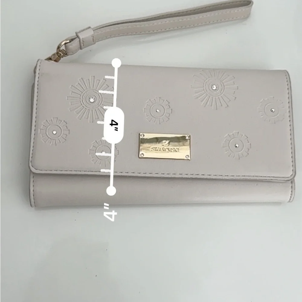 Swarovski Cream Wristlet Clutch with Gold Hardware